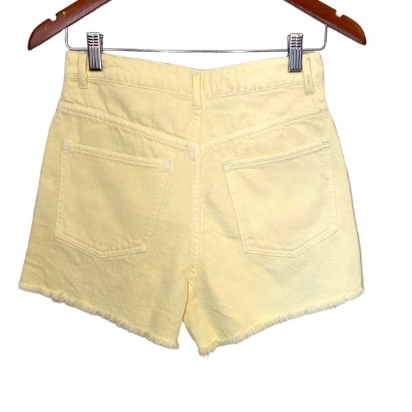 ZARA High Waist Yellow Denim Cut Off Shorts - Picture 10 of 16